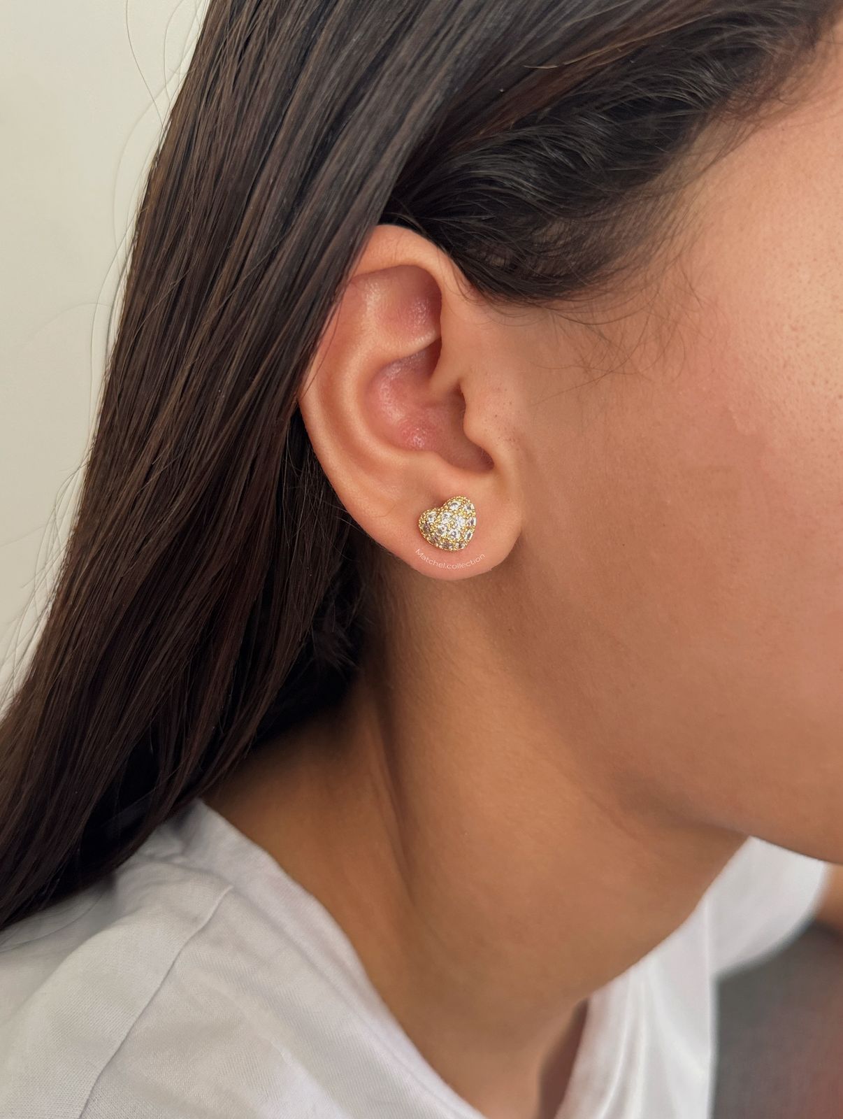 Aros de corazon con brillo