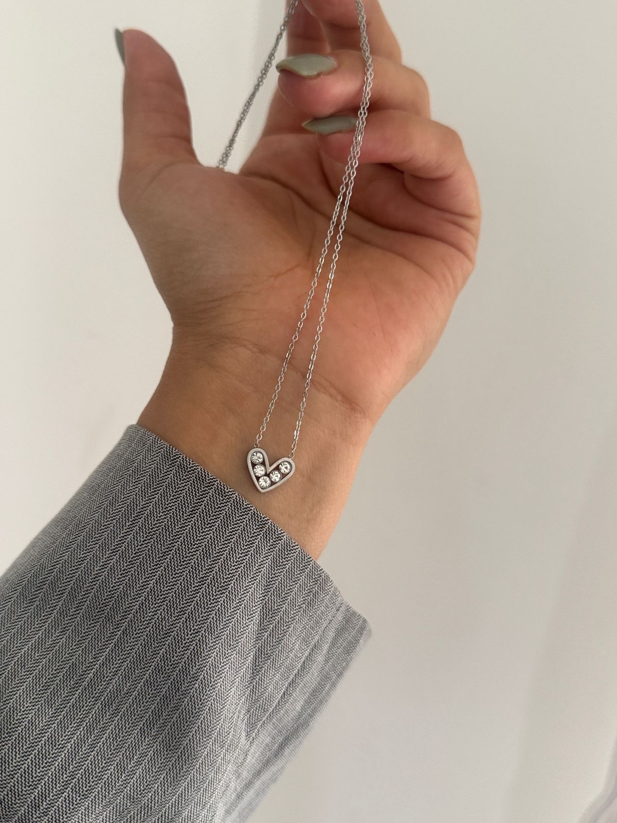 Collar de corazon Plateado