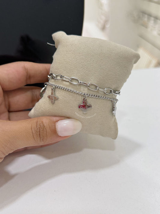 manillas plateada doble